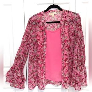 Michael Kors button down blouse with tank top inside. Pink, L